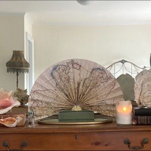 2 Vintage Mantlepiece Paper Fans